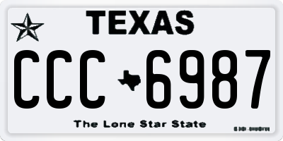 TX license plate CCC6987