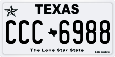 TX license plate CCC6988
