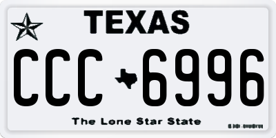 TX license plate CCC6996