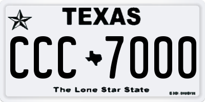 TX license plate CCC7000