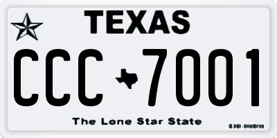TX license plate CCC7001