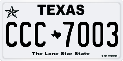 TX license plate CCC7003