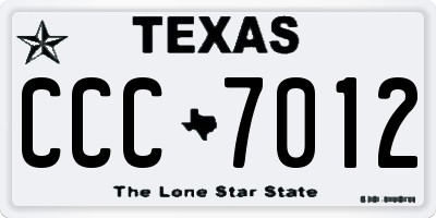 TX license plate CCC7012