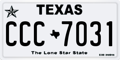 TX license plate CCC7031