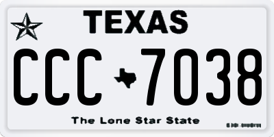 TX license plate CCC7038