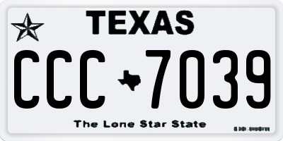 TX license plate CCC7039