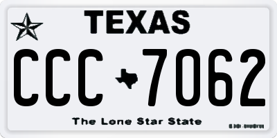 TX license plate CCC7062