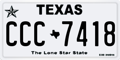 TX license plate CCC7418