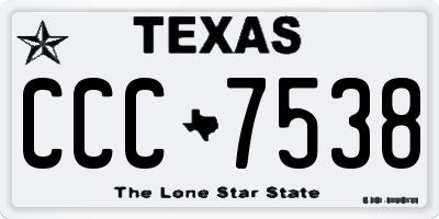 TX license plate CCC7538
