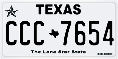 TX license plate CCC7654