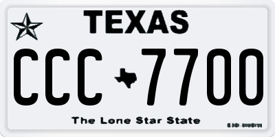 TX license plate CCC7700