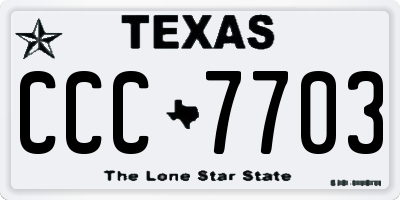 TX license plate CCC7703