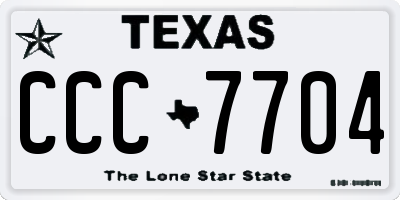 TX license plate CCC7704