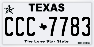 TX license plate CCC7783