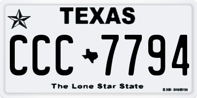 TX license plate CCC7794