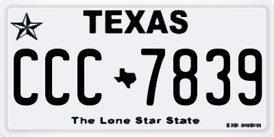 TX license plate CCC7839