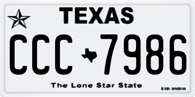 TX license plate CCC7986