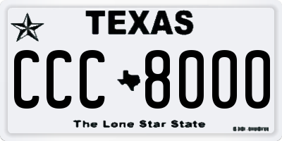 TX license plate CCC8000