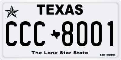 TX license plate CCC8001