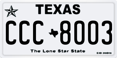 TX license plate CCC8003