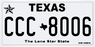 TX license plate CCC8006