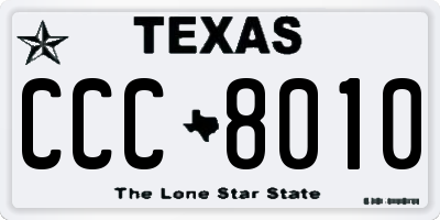 TX license plate CCC8010