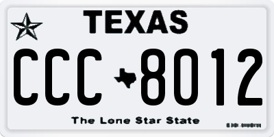 TX license plate CCC8012