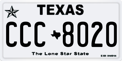 TX license plate CCC8020