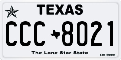 TX license plate CCC8021
