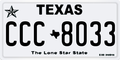 TX license plate CCC8033