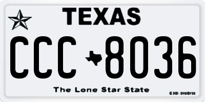 TX license plate CCC8036