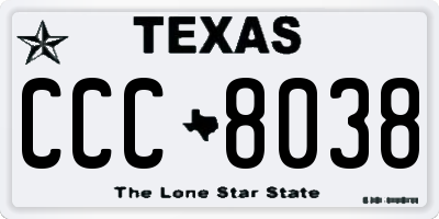 TX license plate CCC8038