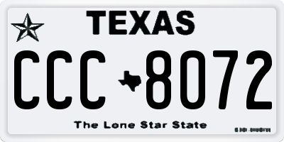 TX license plate CCC8072