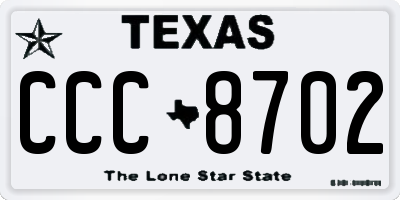 TX license plate CCC8702