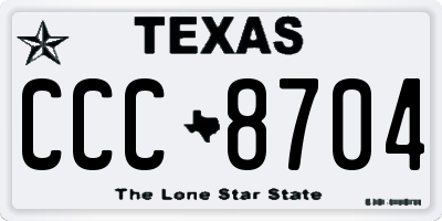 TX license plate CCC8704