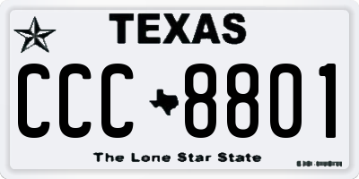 TX license plate CCC8801