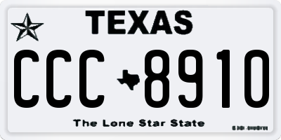 TX license plate CCC8910