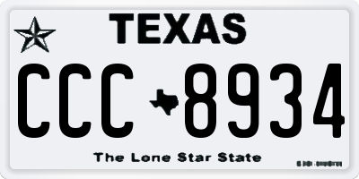 TX license plate CCC8934