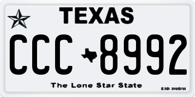TX license plate CCC8992
