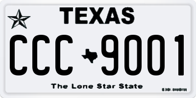 TX license plate CCC9001