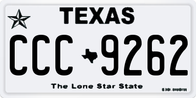 TX license plate CCC9262