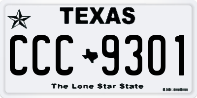 TX license plate CCC9301