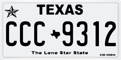 TX license plate CCC9312