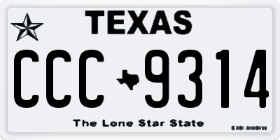 TX license plate CCC9314