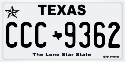 TX license plate CCC9362