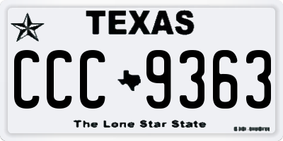 TX license plate CCC9363
