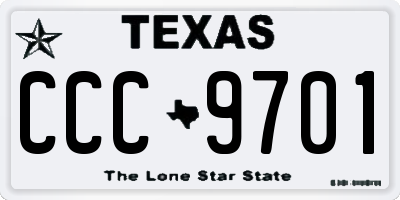 TX license plate CCC9701