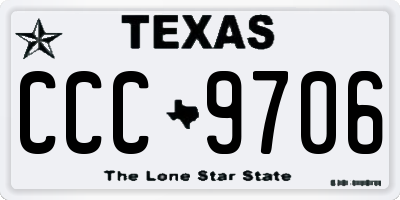 TX license plate CCC9706