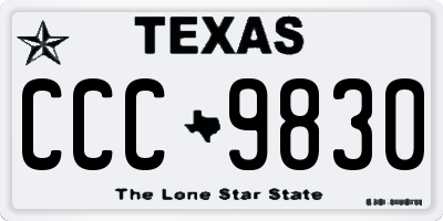 TX license plate CCC9830