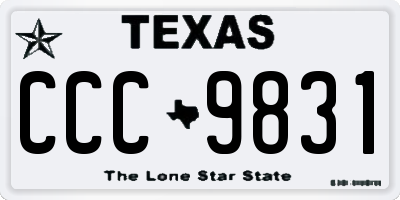 TX license plate CCC9831